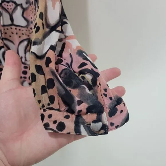 French Connection Sheer Abstract Pattern Blouse with 3/4 Sleeves - Picture 7 of 11